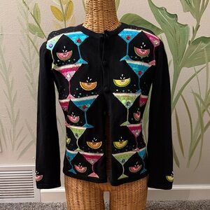 Bershka Black Jacket with Colorful Cocktail Design